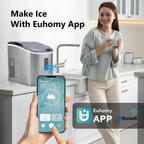 Silver Smart Countertop Ice Maker, 26lbs/24H Production, 9 Cubes Ready in 8 Mins, Self‑Cleaning Portable Ice Machine with Ice Scoop and Basket for Home Kitchen Office