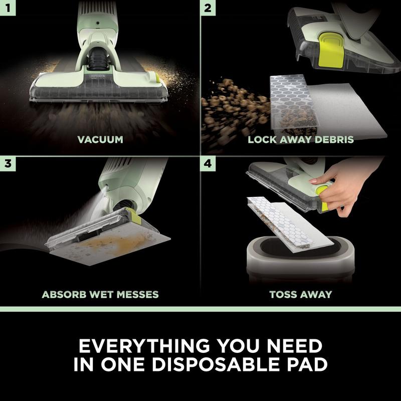 2-in-1 Cordless Hard Floor Vacuum & Spray Mop, Lightweight Quick Cleaning with 6 Disposable Pads & Multi-Surface Floor Cleaner