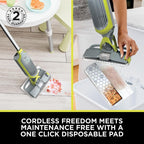 2-in-1 Cordless Hard Floor Vacuum & Spray Mop, Lightweight Quick Cleaning with 6 Disposable Pads & Multi-Surface Floor Cleaner